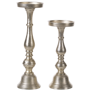 Beliani Set of 2 Candle Holders Gold Aluminum Victorian Design Style Candle Sticks Classic Material:Aluminium Size:2x37/28x12