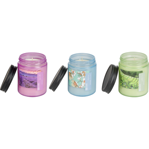 Beliani Set of 3 Scented Candles Multicolour 100% Soy Wax Cotton Wick Glass Fresh Floral Fragrance White Tea Lavender Jasmine  Material:Soy Wax Size:7x9x7