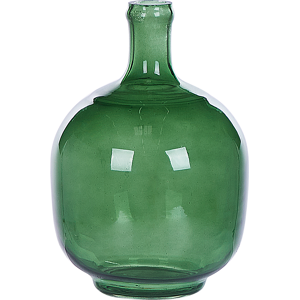 Beliani Vase Green Glass 24 cm Handmade Decorative Round Bud Shape Tabletop Home Decoration Modern Design Material:Glass Size:15x24x15