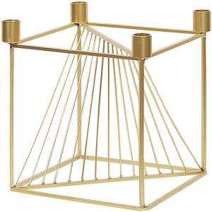 Beliani Candle Holder Golden Metal 23 cm Cubic Home Accessory Glamour Decoration Material:Metal Size:20x23x20