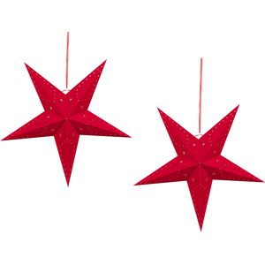 Beliani Set of 2 Star Lanterns Red Velvet Paper 45 cm Hanging Christmas Home Decororation Seasonal Festive  Material:Paper Size:18x45x45