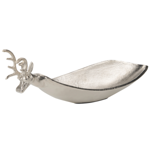 Beliani Trinket Dish Silver Metal Jewellery Ring Holder Tray Seasonal Reindeer Motif Decor Material:Aluminium Size:13x16x40
