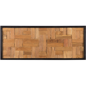 Beliani Wall Decor Light Wood Teak 40 x 100 cm Rectangular Rustic Material:Teak Wood Size:4x40x100