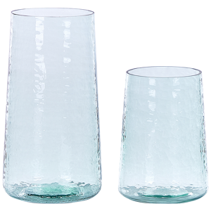 Beliani Set of 2 Vases Clear Glass Transparent Decorative Glass Home Accessory Material:Glass Size:12/12x25/17x12/12