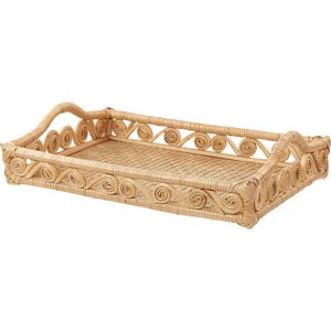 Beliani Decorative Tray Light Natural Rattan Boho Trinket Jewellery Dish Woven Home Accessory Material:Rattan Size:39x13x51