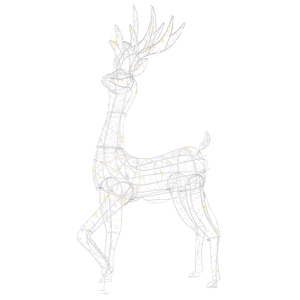 Beliani Outdoor LED Decoration Silver Metal 65 x 20 x 150 cm Reindeer Seasonal Accessory Garden Home Décor with Lights Material:Iron Size:20x150x65