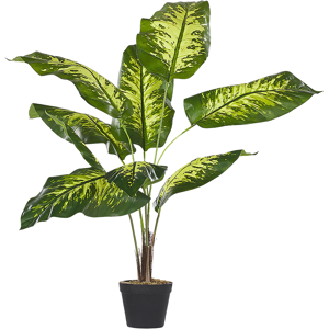 Beliani Artificial Potted Dieffenbachia Plant Green and Black Synthetic Material 122 cm Decorative Indoor Accessory Material:Synthetic Material Size:16x122x16