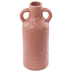 Beliani Flower Vase Pink Porcelain 24 cm Decorative Handmade Tabletop Home Accessory Decoration Traditional Design Material:Porcelain Size:10x24x10