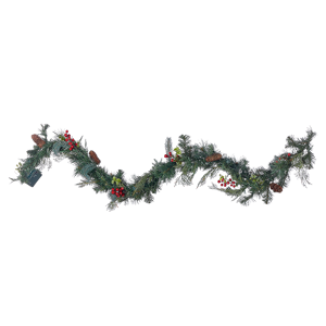 Beliani Christmas Garland Green Synthetic Material Artificial 180 cm Pre Lit with LED lights Seasonal Decor Winter Holiday Greenery Material:Synthetic Material Size:13x13x180