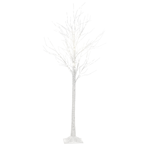 Beliani Outdoor LED Christmas Tree White Metal 190 cm Decoration Seasonal Home Garden Décor with Lights Material:Iron Size:40x190x40