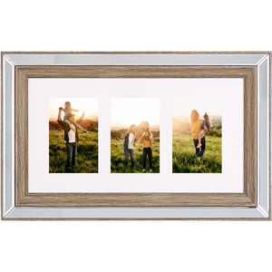 Beliani Photo Frame Dark Wood 32 x 50 cm for 3 Pictures 10 x 15 cm Collage Aperture Material:Glass Size:5x32x50