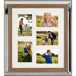 Beliani Photo Frame Dark Wood 49 x 44 cm for 5 Pictures 10 x 15 cm Collage Aperture Material:Glass Size:5x49x44