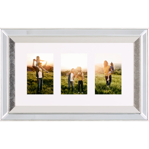 Beliani Multi Photo Frame Silver Glass Mirrored 32 x 50 cm for 3 Pictures 10 x 15 cm Collage Aperture Material:Glass Size:5x32x50