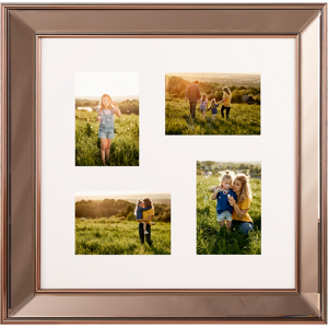 Beliani Multi Photo Frame Copper Glass Plastic 52 x 52 cm Mirrored for 4 Pictures 15x10 cm Collage Aperture Material:Glass Size:3x52x52