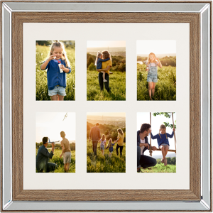 Beliani Photo Frame Dark Wood 50 x 50 cm for 6 Pictures 10 x 15 cm Collage Aperture Material:Glass Size:5x50x50