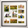 Beliani Multi Photo Frame Silver Glass Plastic 69 x 69 cm Mirrored for 10 Pictures 14x9 cm 12x17 cm 12x12 cm Collage Aperture Material:Glass Size:3x69x69