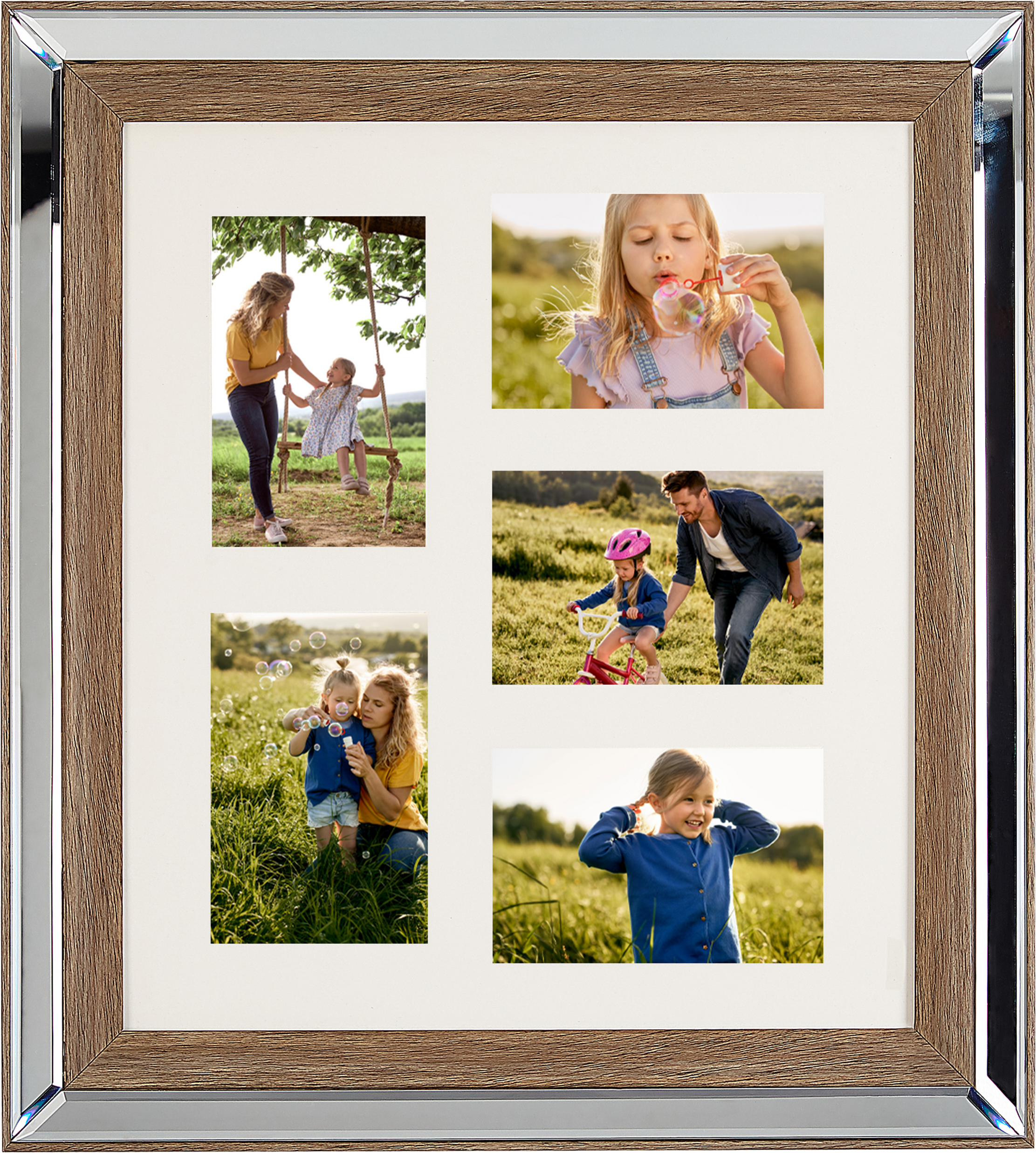 Beliani Photo Frame Dark Wood 49 x 44 cm for 5 Pictures 10 x 15 cm Collage Aperture