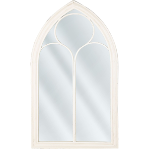 Beliani Wall Hanging Mirror Off-White 62 x 113 cm Window Shape Metal Frame Vintage Material:Metal Size:5x113x62