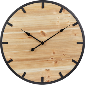 Beliani Wall Clock Light Fir Wood Metal 60 cm Round Modern Design  Material:Fir Wood Size:4x60x60