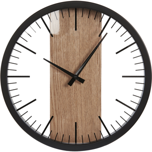 Beliani Wall Clock Black Synthetic Material Wood ø 38 cm Modern Design without Numbers Living Room Hanging Decor Material:Synthetic Material Size:5x38x38