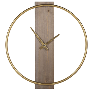 Beliani Wall Clock Gold Round ø 47 cm Solid Wood Handmade Face Glam Rustic Minimalist Material:Fir Wood Size:5x51x47