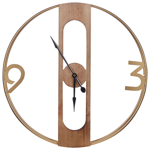 Beliani Wall Clock Brown MDF ø 50 cm Wooden Effect Rustic Interiors Kitchen Bedroom Living Room Material:MDF Size:2x50x50