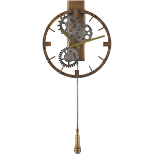 Beliani Wall Pendulum Clock Gold Iron Frame Classic Design Distressed Finish Round 30 cm Material:Iron Size:9x67x30