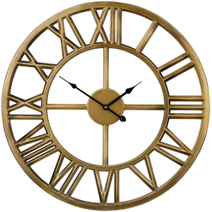 Beliani Wall Clock Gold Iron Frame Classic Design Roman Numerals Round 61 cm Material:Iron Size:2x61x61