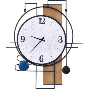 Beliani Wall Clock Multicolour MDF Frame 60 x 70 cm Painted Finish Irregular Shape Classic Design Home Accessories Decor Living Room Bedroom Material:MDF Size:0.5x70x60