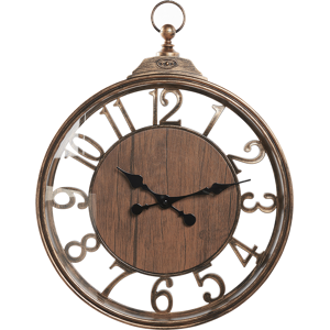 Beliani Wall Clock Brown Synthetic Material ø 52 cm Home Decor Traditional Arabic Numerals Material:Synthetic Material Size:5x52x40