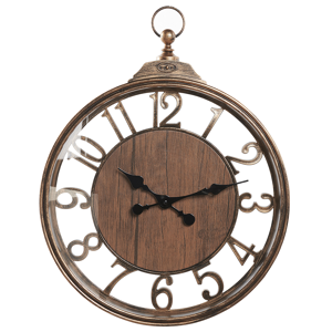 Beliani Wall Clock Brown Synthetic Material ø 52 cm Home Decor Traditional Arabic Numerals Material:Synthetic Material Size:5x52x40