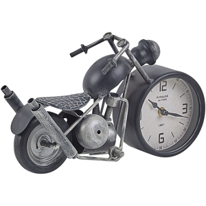 Beliani Table Clock Motorcycle Shape Metal Black and Silver Vintage Material:Iron Size:11x19x30