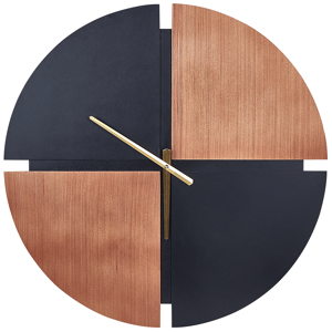 Beliani Wall Clock Light Wood and Black MDF Frame 60 cm Painted Finish Round Shape Classic Design Home Accessories Decor Living Room Bedroom Material:MDF Size:0.3x60x60