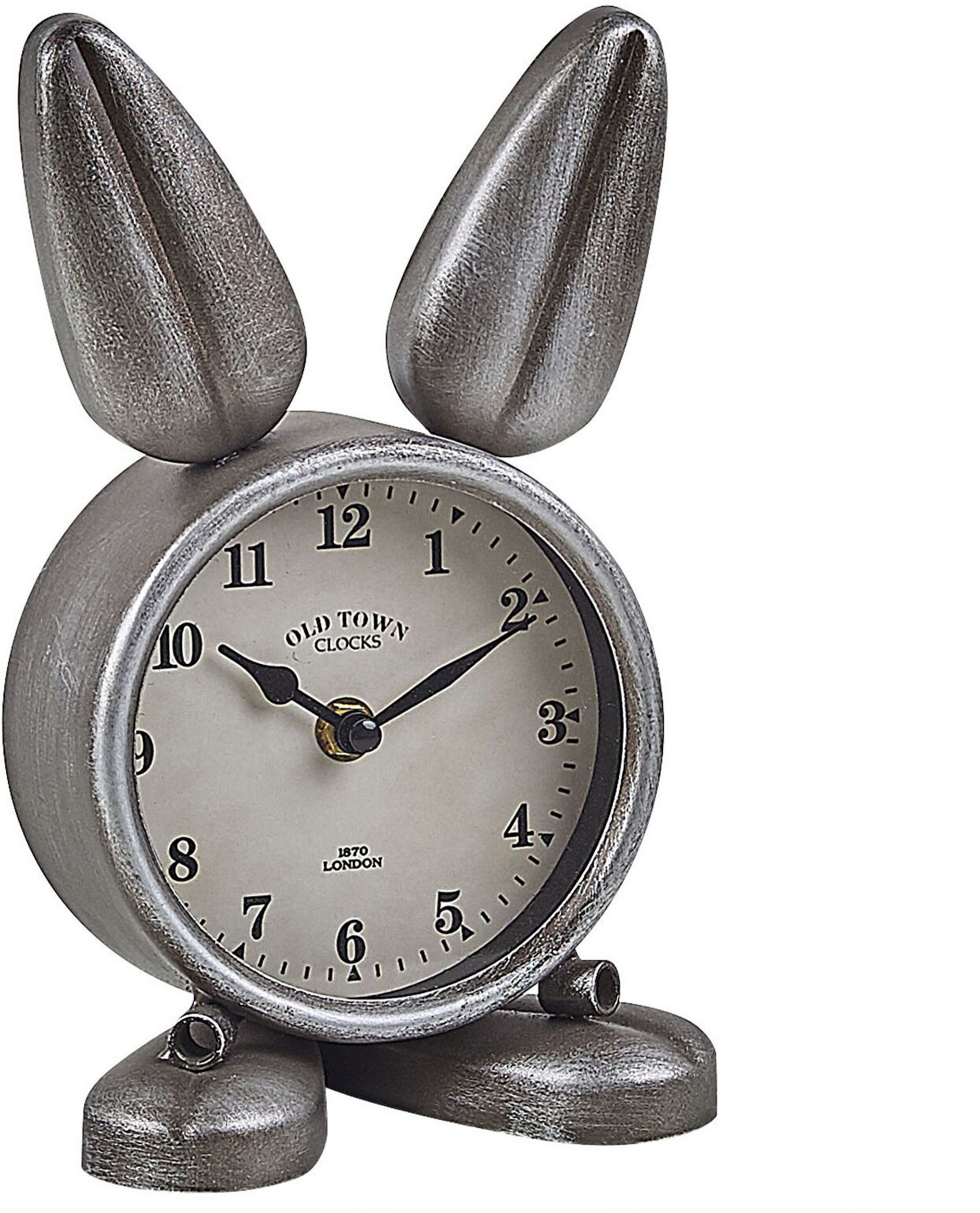 Beliani Table Clock Bunny-Shaped Metal Silver Modern