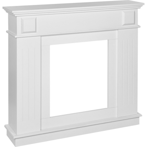 Beliani Fireplace Mantel White MDF 110x26x100 cm Fireplace Surround Ornated Milled Classic Traditional Living Room  Material:MDF Size:26x100x110