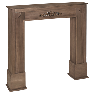 Beliani Fireplace Mantel Dark Wood Paulownia 105 x 18 x 100 cm Fireplace Surround Ornated Carved Classic Traditional Living Room  Material:Paulownia Wood Size:18x100x105