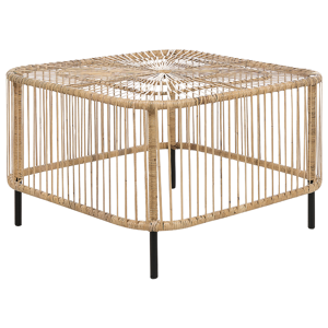 Beliani Rattan Garden Coffee Table Natural Rattan 67 x 67 cm Powder Coated UV Weather Stain Resistant Handmade Indoor Outdoor Living Room Terrace Patio Boho Style Material:Rattan Size:x45x67