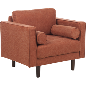 Beliani Armchair Golden Brown Upholstered Cushioned Thickly Padded Backrest Classic Retro Design Living Room Material:Polyester Size:74x78x86