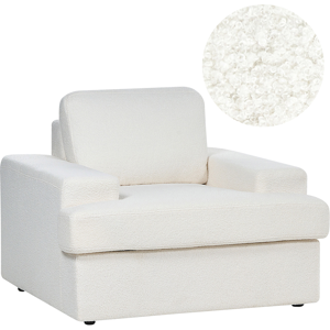 Beliani Armchair White Boucle Upholstered Cushioned Thickly Padded Backrest Classic Living Room Couch Material:Boucle Size:103x85x108