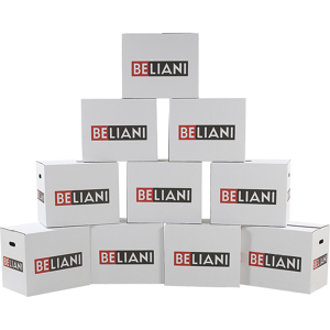 Set of 10 Moving Boxes White EB Corrugated Cardboard 55 x 35 x 45 cm with Beliani Logo Storage Box Folding Cardboard Material:Paper Size:35x45x55