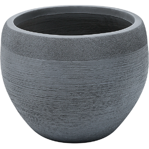 Beliani Plant Pot Grey 38x38x30 cm Fibre Clay Round Weather Resistant Material:Fibre Clay Size:38x30x38