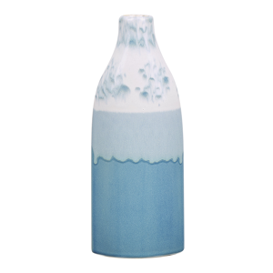 Beliani Flower Vase Blue and White Stoneware 30 cm Decorative Waterproof Piece Sky Blue Horizon Pattern Material:Stoneware Size:6x30x12