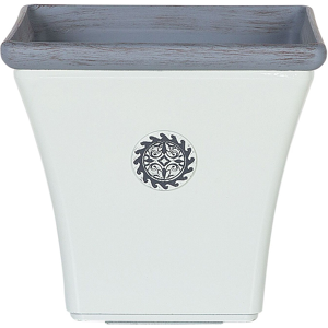 Beliani Plant Pot Planter White Stone Mixture Outdoor Resistances Square 43 x 39 cm All-Weather Material:Stone Powder Size:43x39x43