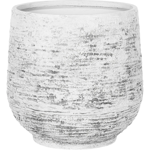 Beliani Plant Pot Grey Fibre Clay 44 x ⌀ 39 cm Outdoor Indoor All Weather Material:Fibre Clay Size:39x44x39