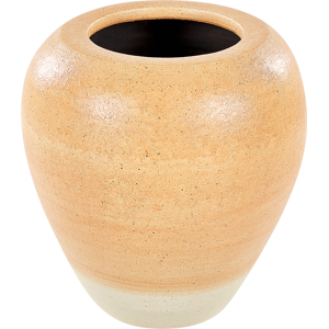 Beliani Decorative Vase Orange and Beige Terracotta 34 cm Handmade Painted Retro Vintage-Inspired Design Material:Terracotta Size:30x34x30