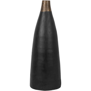 Beliani Tall Decorative Vase Black Terracotta 54 cm Table Floor Vase with Gold Neck Material:Terracotta Size:18x54x18