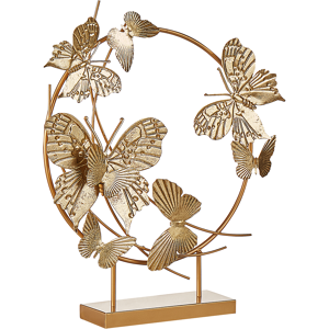 Beliani Decorative Figurine Gold Iron 48 cm Statue with Butterflies on Stand Statuette Ornament Decor Accessories Material:Iron Size:8x48x40