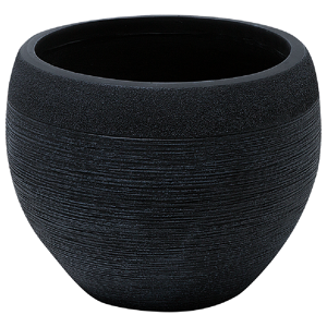 Beliani Plant Pot Black 38x38x30 cm Fibre Clay Round Weather Resistant Material:Fibre Clay Size:38x30x38