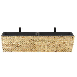 Beliani Plant Pot Beige Water Hyacinth Weave Rectangular 80 x 20 cm Synthetic with Drain holes Material:Water Hyacinth Size:18x20x80