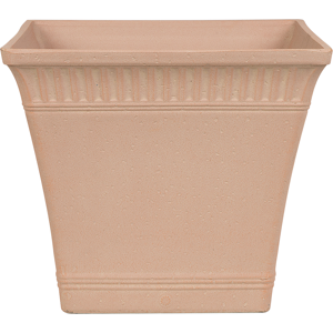 Beliani Plant Pot Planter Solid Peach Pink Stone Mixture Square 34 x 34 cm Outdoor Resistances All-Weather Material:Polyresin Size:34x30x34